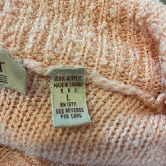 🌸”Karen Scott Vintage Baby Pink Nubby Knot Open Front Cardigan w/ Pockets Size L - Picture 11 of 17